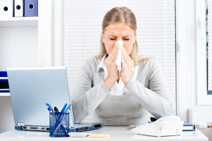 Businesswoman having flu